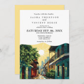 New Orleans Louisiana bruiloft uitnodiging Retro (Voorkant / Achterkant)