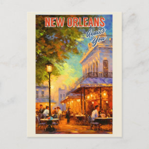  New Orleans Louisiana Cafe Reizen Briefkaart