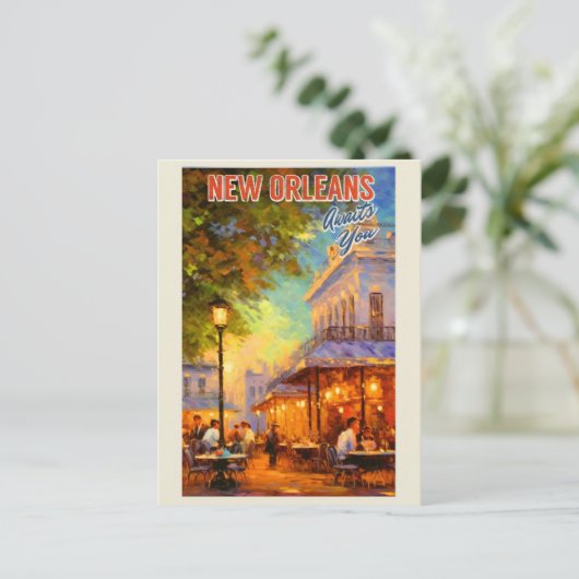  New Orleans Louisiana Cafe Reizen Briefkaart (Staand voorkant)