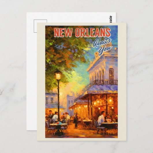  New Orleans Louisiana Cafe Reizen Briefkaart (Voorkant / Achterkant)