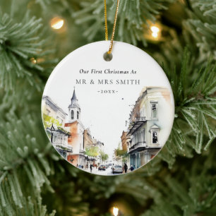 New Orleans Louisiana eerste kerstfoto Keramisch Ornament