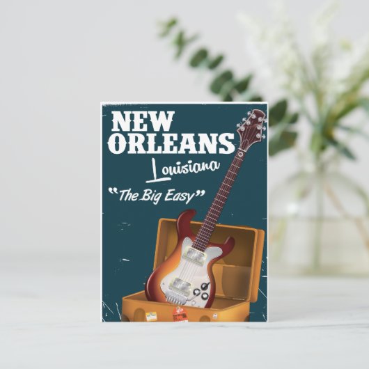 New Orleans Louisiana Electric Guitar poster Briefkaart (Staand voorkant)