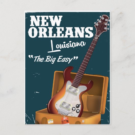New Orleans Louisiana Electric Guitar poster Briefkaart (Voorkant)