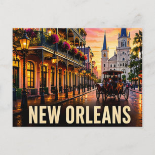 New Orleans Louisiana Franse Wijk Avond Reizen Briefkaart