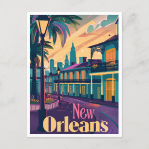 New Orleans Louisiana Franse wijk bij zonsondergan Briefkaart