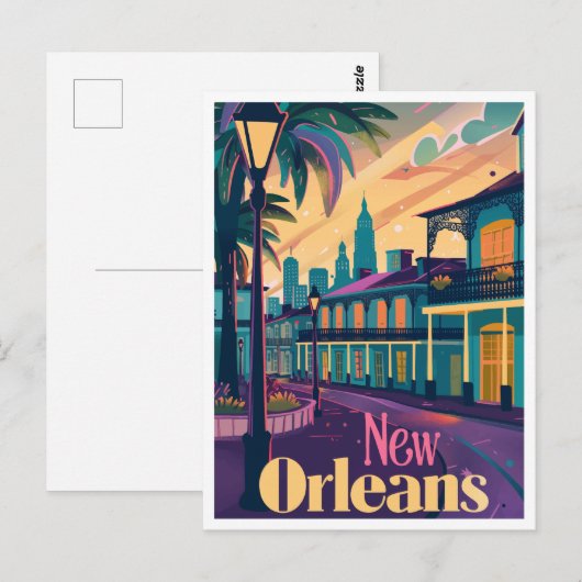 New Orleans Louisiana Franse wijk bij zonsondergan Briefkaart (Voorkant / Achterkant)
