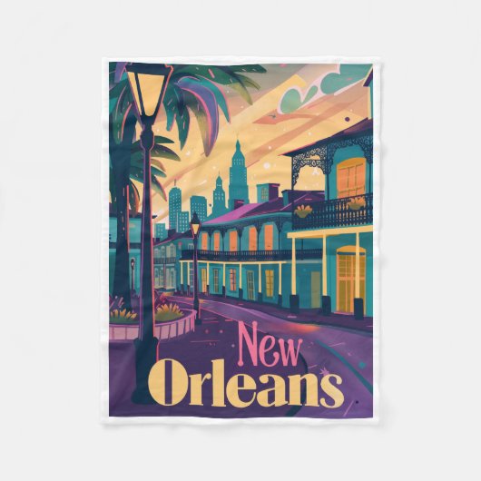 New Orleans Louisiana Franse wijk bij zonsondergan Fleece Deken (Voorkant)