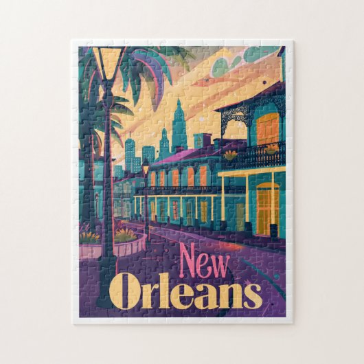 New Orleans Louisiana Franse wijk bij zonsondergan Legpuzzel (Verticaal)