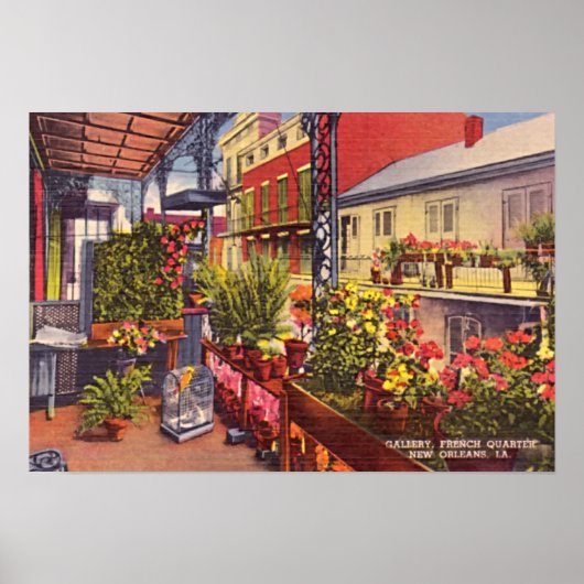 New Orleans Louisiana French Quarter Balcony Poster (Voorkant)