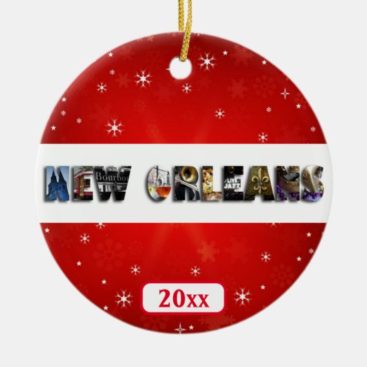 New Orleans Louisiana French Quarter Kerstmis Keramisch Ornament (Voorkant)