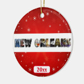 New Orleans Louisiana French Quarter Kerstmis Keramisch Ornament (Links)