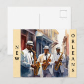New Orleans Louisiana Jazz Music Waterverf Reizen Briefkaart (Voorkant / Achterkant)