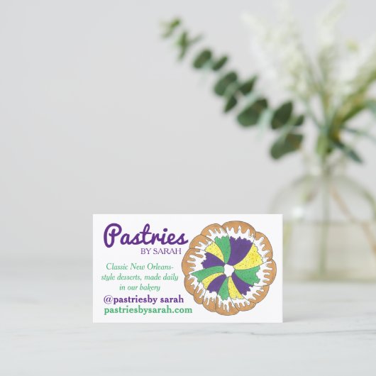 New Orleans Louisiana King Cake Beignets Bakery Visitekaartje (Staand voorkant)