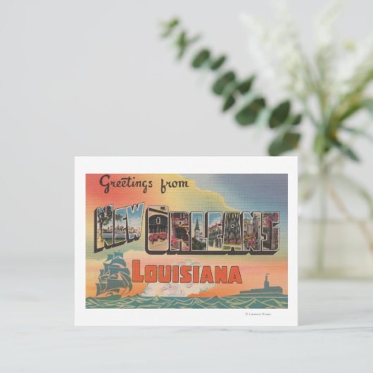 New Orleans, Louisiana - Large Letter Scenes Briefkaart (Staand voorkant)