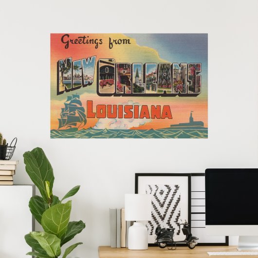 New Orleans, Louisiana - Large Letter Scenes Poster (Thuiskantoor)