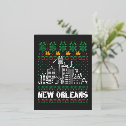 New Orleans Louisiana Lelijke Kerstmis Plus Maat T Folie Feestdagen Briefkaart (Staand Voorkant)