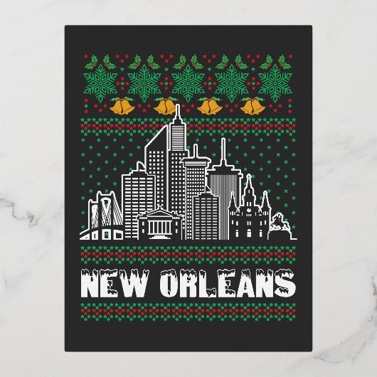 New Orleans Louisiana Lelijke Kerstmis Plus Maat T Folie Feestdagen Briefkaart (Voorkant)