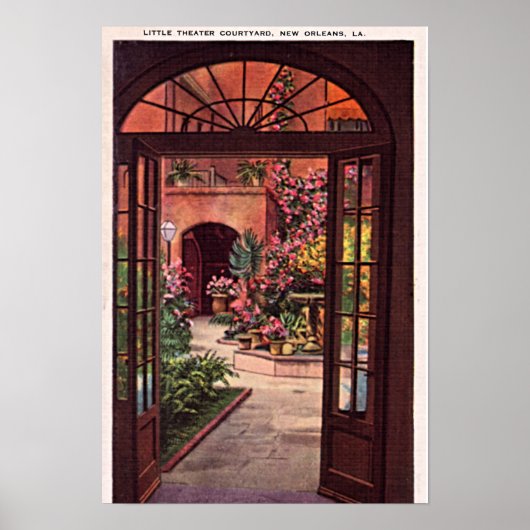 New Orleans Louisiana Little Theater Courtyard Poster (Voorkant)