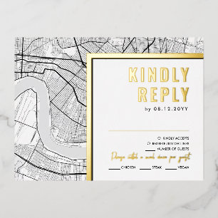 New Orleans, Louisiana Love Locator   RSVP-antwoor Folie Uitnodiging Briefkaart