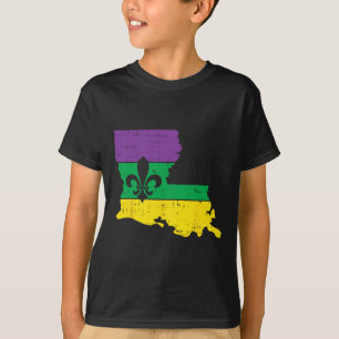 New Orleans Louisiana Map Jester Funny Mardi Gras T-shirt