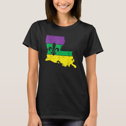 New Orleans Louisiana Map Jester Funny Mardi Gras T-shirt (Voorkant)