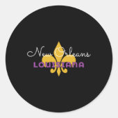 New Orleans Louisiana Mardi Gras 2025 Fleur De Lis Ronde Sticker (Voorkant)