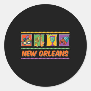 New Orleans Louisiana Mardi Gras Jazz Vintage Souv Ronde Sticker