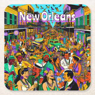 New Orleans, Louisiana mensen hebben plezier Kartonnen Onderzetters