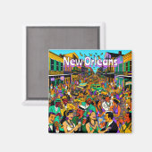 New Orleans, Louisiana mensen hebben plezier Magneet (Voorkant / Achterkant)