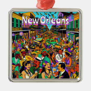 New Orleans, Louisiana mensen hebben plezier Metalen Ornament