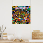 New Orleans, Louisiana mensen hebben plezier Poster (Keuken)