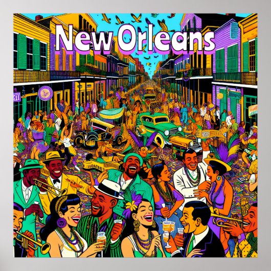 New Orleans, Louisiana mensen hebben plezier Poster (Voorkant)