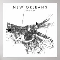 New Orleans Louisiana Minimal Modern Street Map
