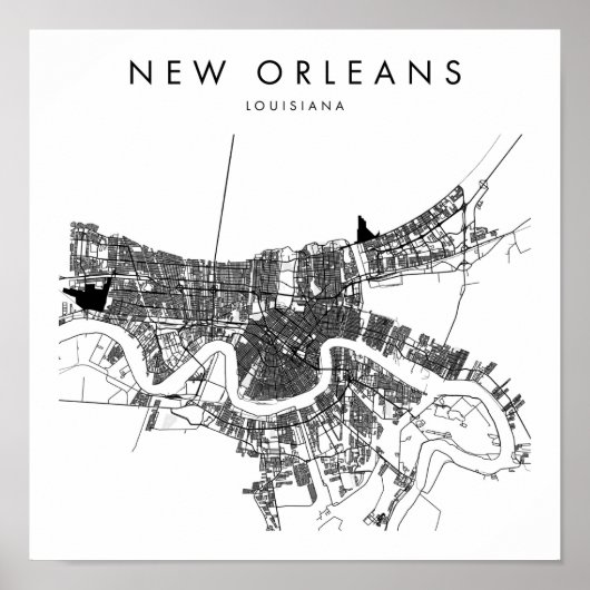 New Orleans Louisiana Minimal Modern Street Map Poster (Voorkant)