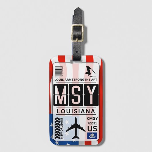 New Orleans Louisiana MSY Bagagelabel (Voorkant (verticaal))