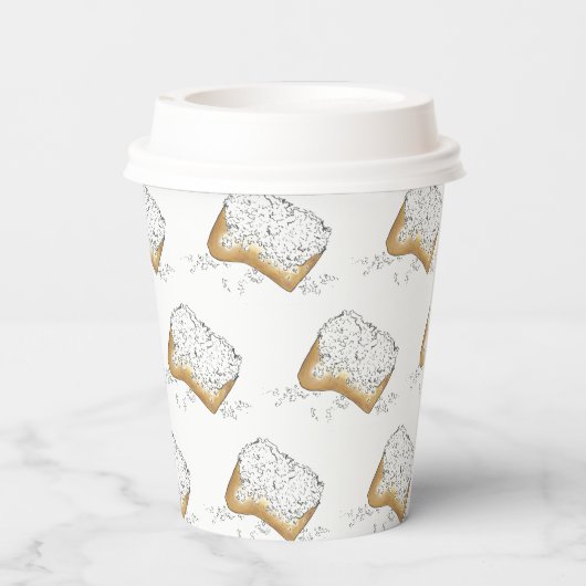 New Orleans Louisiana NOLA Sugary Beignet Pastry Papieren Bekers (Achterkant)