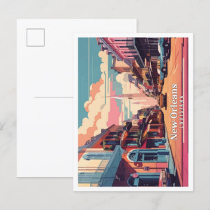New Orleans Louisiana Pop Art Travel Illustratie Briefkaart