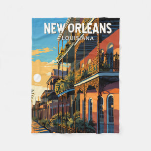 New Orleans Louisiana Reis Kunst Vintage Fleece Deken