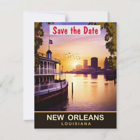 New Orleans, Louisiana, Reizen Briefkaart, Save The Date (Voorkant)