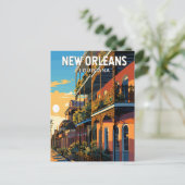 New Orleans Louisiana Reizen Kunst Vintage Briefkaart (Staand voorkant)