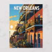 New Orleans Louisiana Reizen Kunst Vintage Briefkaart (Voorkant)