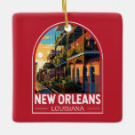 New Orleans Louisiana Reizen Kunst Vintage Keramisch Ornament<br><div class="desc">New Orleans retro vector reisontwerp. De bijnaam is "Big Easy" en staat bekend om zijn nachtleven,  levendige live-muziekscene en pittige,  unieke keuken die de geschiedenis weerspiegelt als smeltkroes van Franse,  Afrikaanse en Amerikaanse culturen.</div>