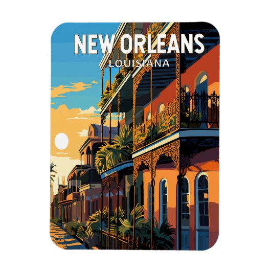 New Orleans Louisiana Reizen Kunst Vintage Magneet (Verticaal)