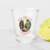 New Orleans Louisiana Retro Noodlijdende Cirkel Shot Glas (Voorkant)