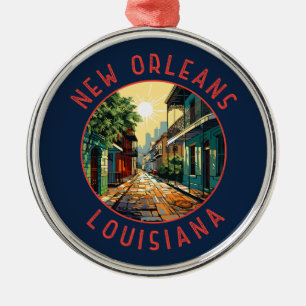 New Orleans Louisiana Retro Vervallen Cirkel Metalen Ornament