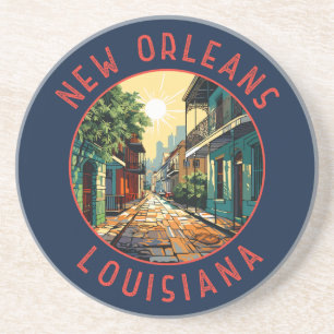 New Orleans Louisiana Retro Vervallen Cirkel Zandsteen Onderzetter