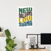 New Orleans Louisiana Retro Wave Poster (Thuiskantoor)