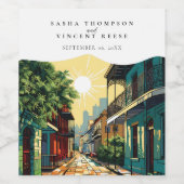 New Orleans Louisiana Retro Wijn Etiket (Enkel label)