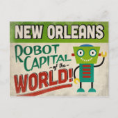 New Orleans Louisiana Robot - Funny Briefkaart (Voorkant)