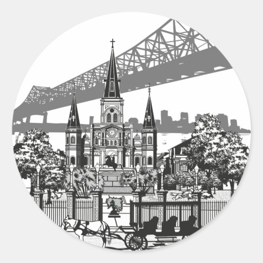 New Orleans Louisiana Ronde Sticker (Voorkant)